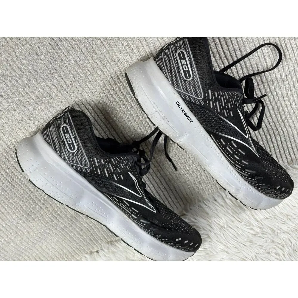Brooks Glycerin 20 Sneakers Men Size 12.5 Shoes Running Black White Mesh Fit2Run